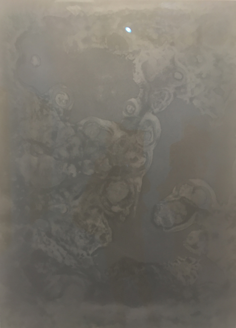 Dove Allouche Spores_8 Acide, gas black, ethanol and pigment ink on paper, 136x106cm